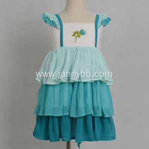 High quality embroidered chiffon ruffle dress